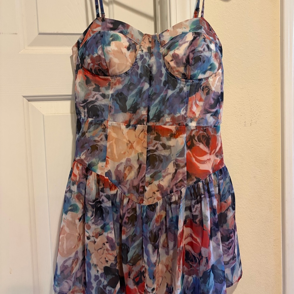 Cider Multi-Color Floral Bustier Sundress